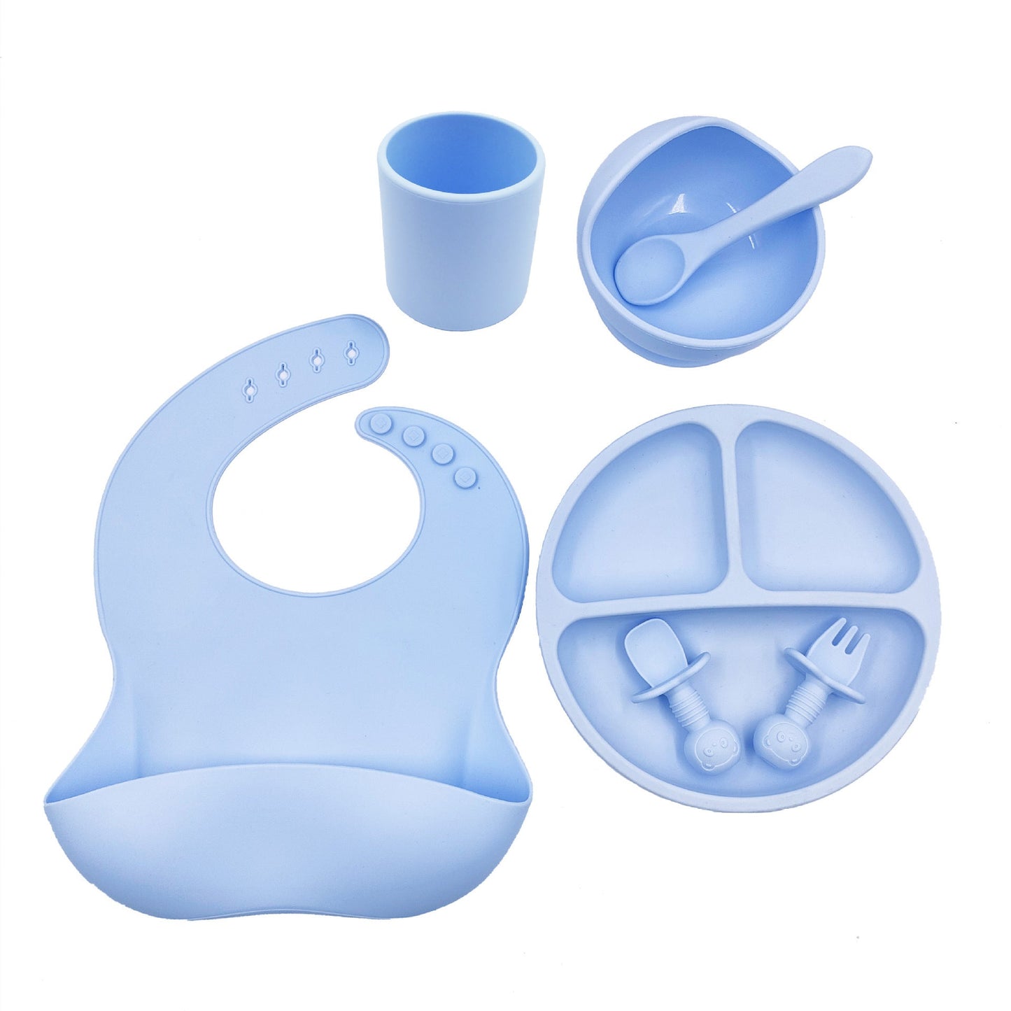 Baby Cutlery Set Silicone Bib Silicone Cup Spoon - NOMAN STORE LLC