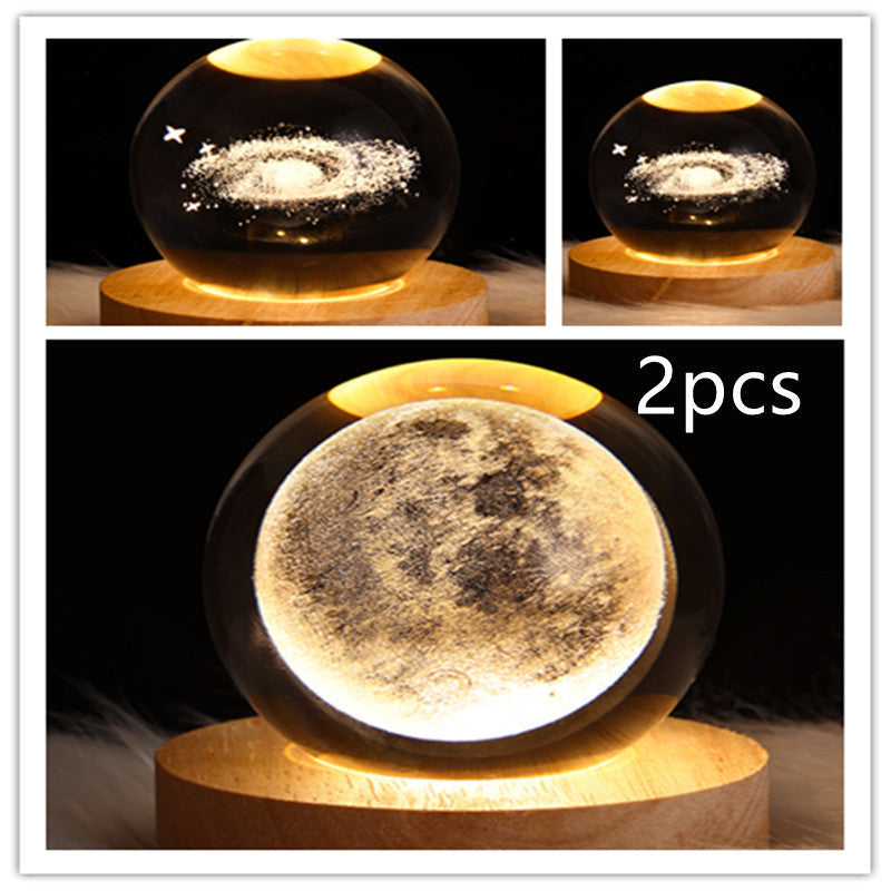 LED Night Light Galaxy Crystal Ball Table Lamp 3D Planet Moon Lamp Bedroom Home Decor For Kids Party Children Birthday Gifts - NOMAN STORE LLC