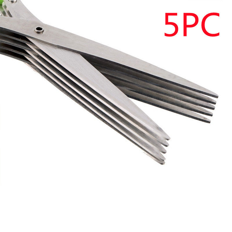 Multifunctional Multi-layer Green Onion Scissors Stainless Steel Onion Cutting Knife Herb Seaweed Spice Scissors Kitchen Scissor Kitchen Gadgets - NOMAN STORE LLC