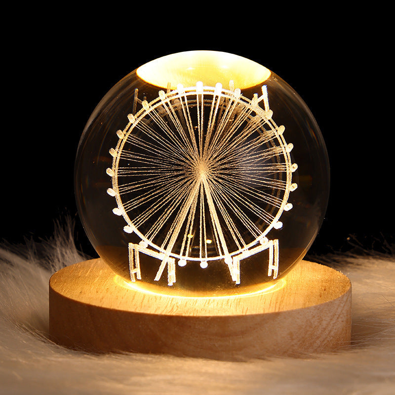 LED Night Light Galaxy Crystal Ball Table Lamp 3D Planet Moon Lamp Bedroom Home Decor For Kids Party Children Birthday Gifts - NOMAN STORE LLC