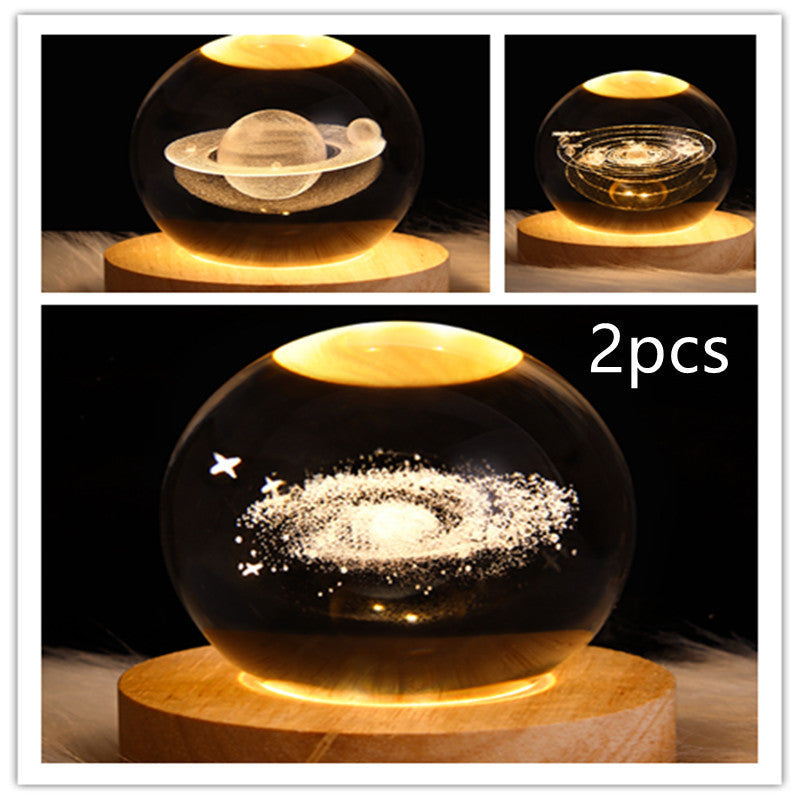 LED Night Light Galaxy Crystal Ball Table Lamp 3D Planet Moon Lamp Bedroom Home Decor For Kids Party Children Birthday Gifts - NOMAN STORE LLC