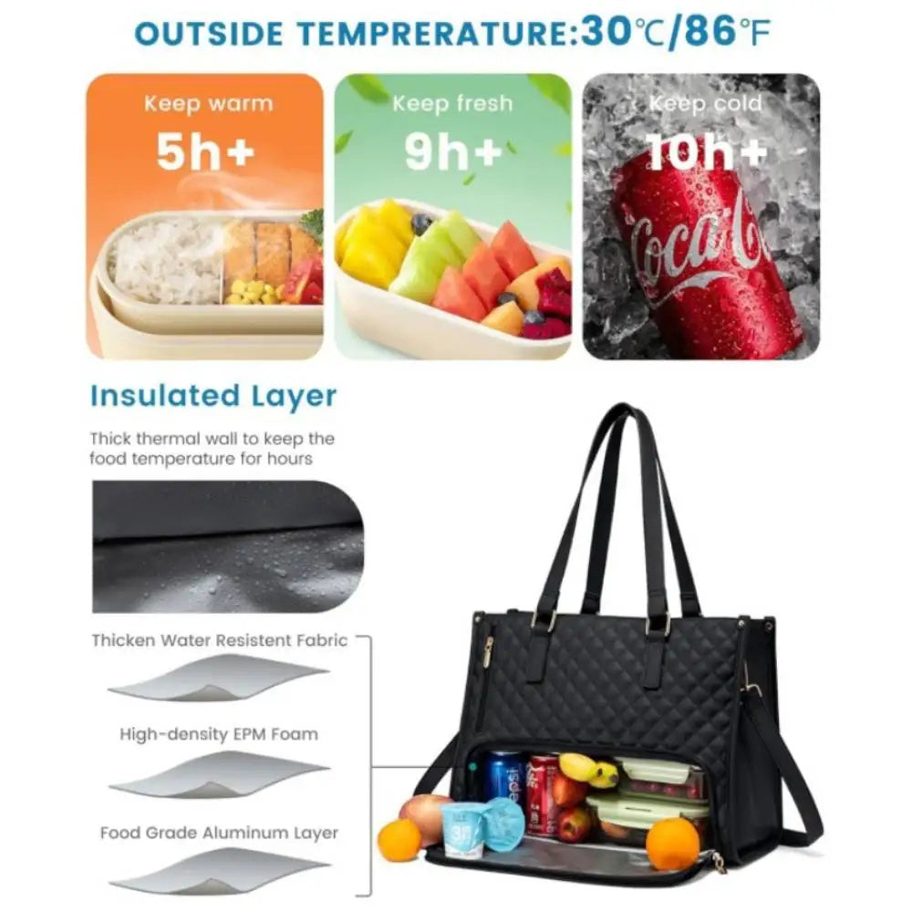 Convenient Commute New Lunch Bag Women's Insulated Lunch Box Women's Leak-proof Large Purse Diagonal Computer Storage - NOMAN STORE LLC