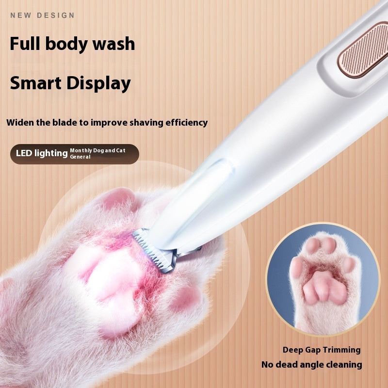 Pets Dog Paw Trimmer With LED Light Fully Waterproof Pet Hair Trimmer With LED Display Dog Clippers For Grooming Widen Blade - NOMAN STORE LLC