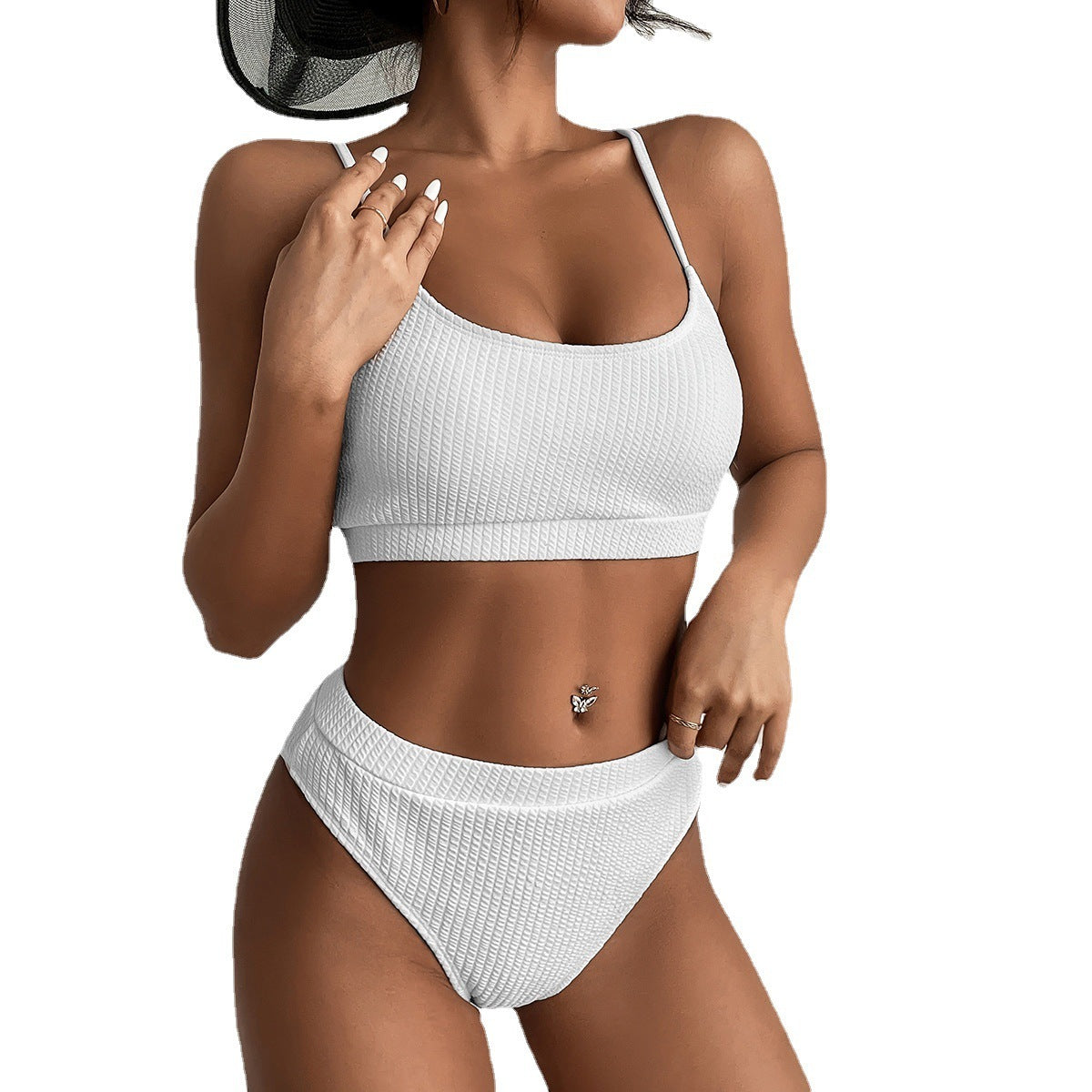 High Waist Bikini Swimwear Women Swimsuit New Push Up Biquini Ribbed Bathing Suit Women Sexy High Cut Bikinis Set - NOMAN STORE LLC