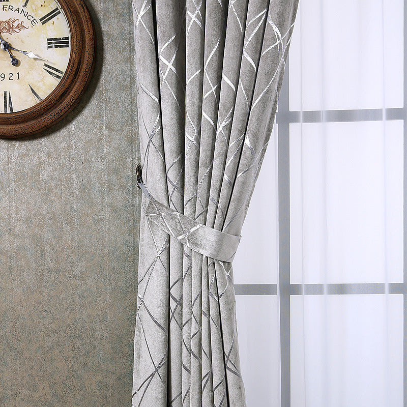 Solid Color Simple Modern Light Luxury Living Room Chenille Blackout Curtains - NOMAN STORE LLC
