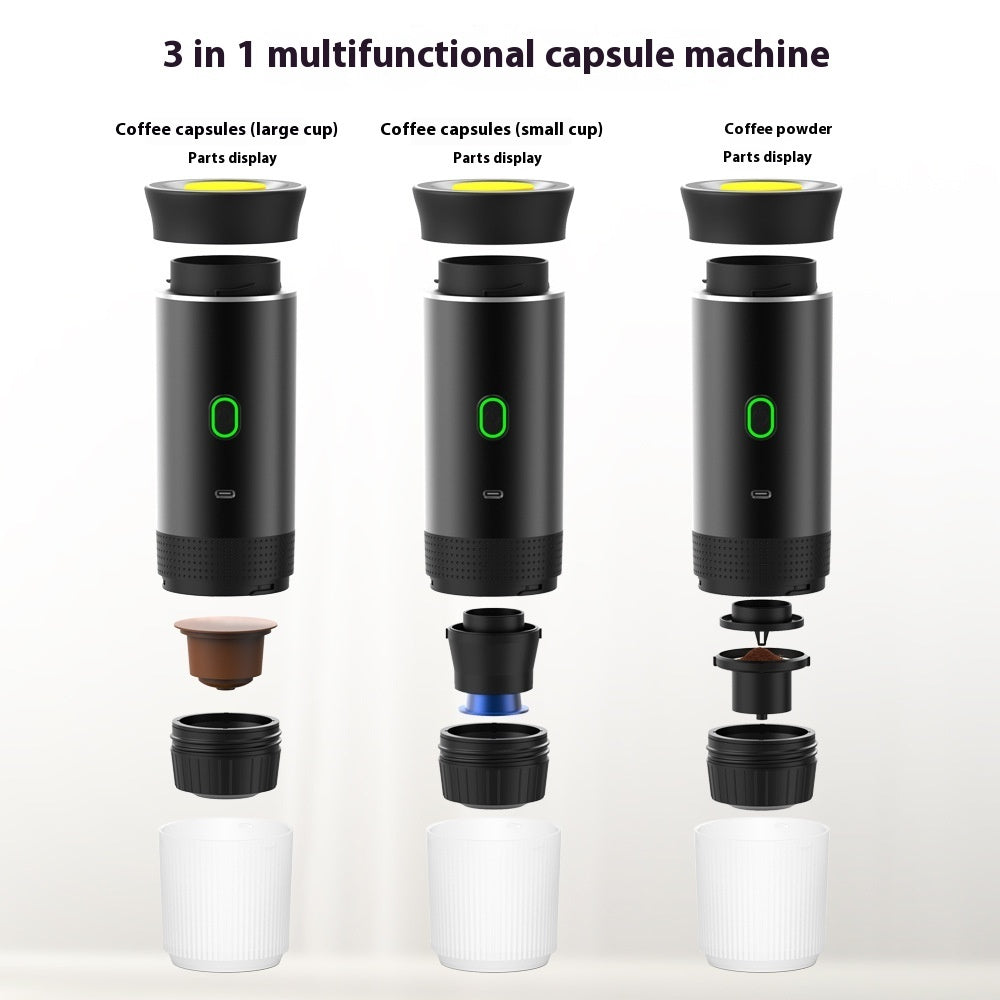 Electric Grinder Coffee Travel Handy 3 In1 Espresso Portable Coffee Espresso Maker Machine Cafe Portable Capsule Coffee Machine Kitchen Gadgets - NOMAN STORE LLC