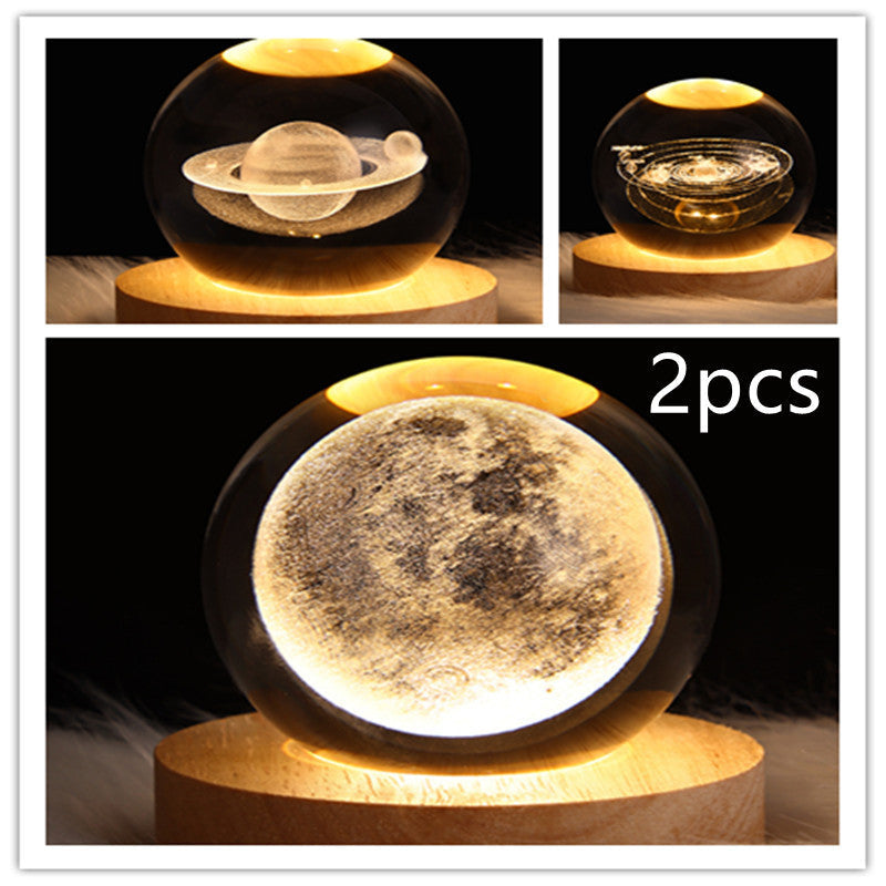 LED Night Light Galaxy Crystal Ball Table Lamp 3D Planet Moon Lamp Bedroom Home Decor For Kids Party Children Birthday Gifts - NOMAN STORE LLC