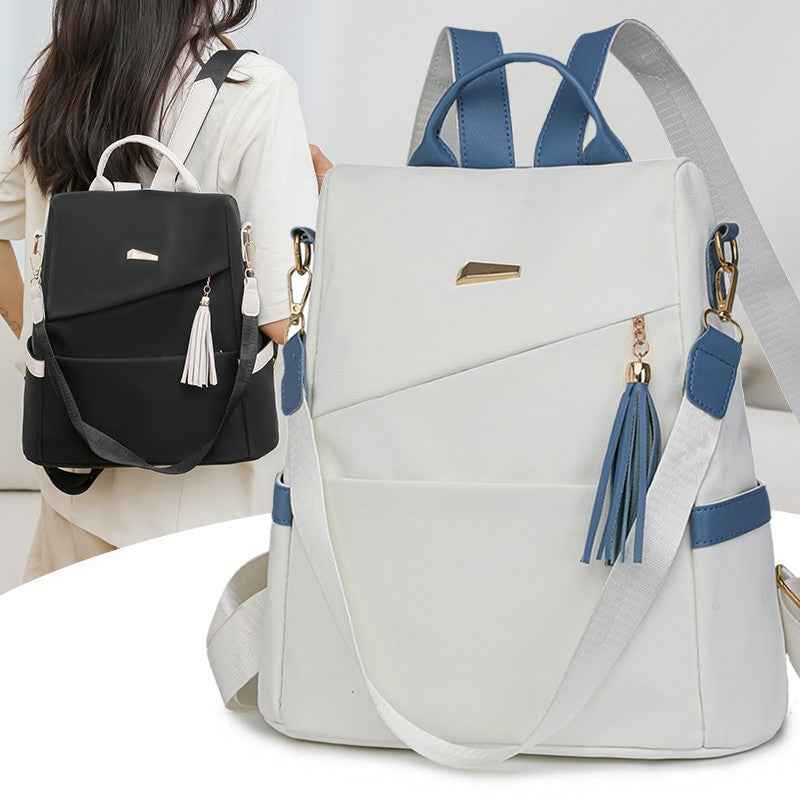 Oxford Cloth Stitching Women'S Backpack Anti-Theft Back Zipper Girls Schoolbag Casual Travel Double Shoulder Backpack - NOMAN STORE LLC