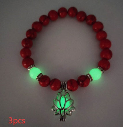 Energy Luminous Lotus Natural Stone Bracelet Yoga Healing Luminous Glow In The Dark Charm Beads Bracelet For Men Women Prayer Buddhism - NOMAN STORE LLC