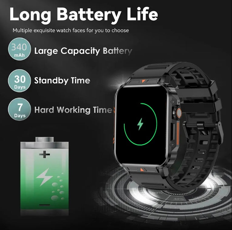 L81 Outdoor Sports Square Smartwatch Answer Call Big Battery Fitness Tracker Waterproof Smartwatch Men For IOS Android - NOMAN STORE LLC