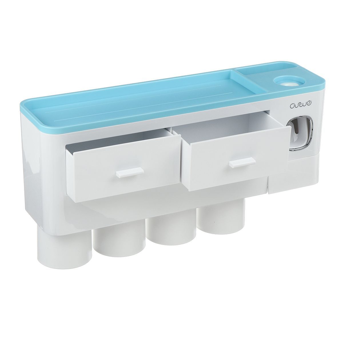 Non-marking Hanging Magnetic Toothbrush Holder Single Drawer Storage Rack With Toothpaste Squeezer Toiletry Set - NOMAN STORE LLC