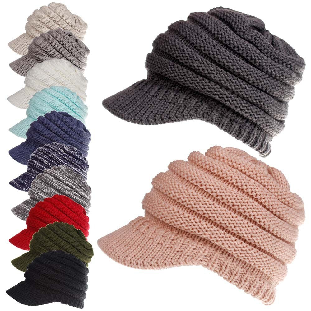 Women Ponytail Beanies Autumn Winter Hats Female Soft Knitting Caps Warm Ladies Skullies - NOMAN STORE LLC