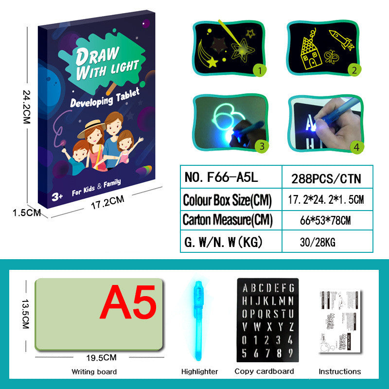 Educational Toy Drawing Pad 3D Magic 8 Light Effects Puzzle Board Sketchpad - NOMAN STORE LLC
