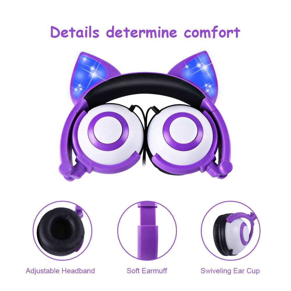 LED flashing cat ear headphones - NOMAN STORE LLC