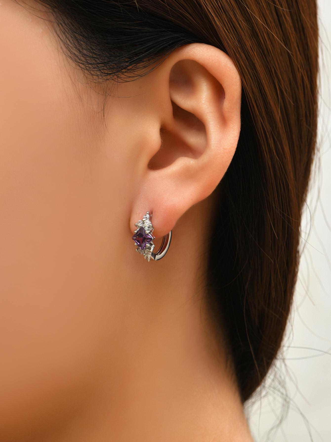 European And American Personalized Square Zircon Earrings - NOMAN STORE LLC