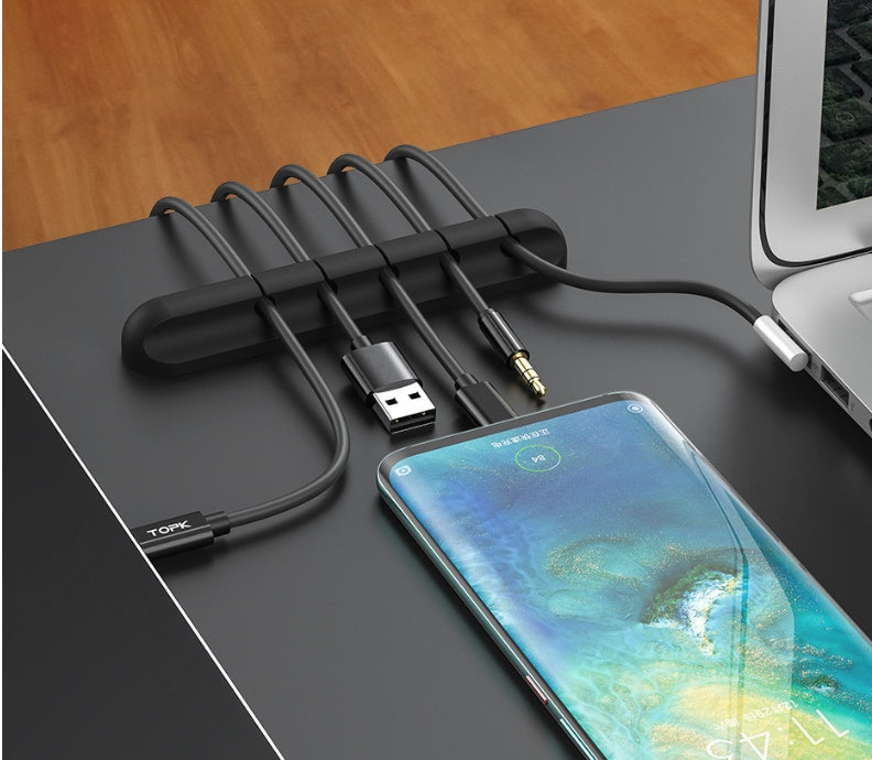 Silicone USB Cable Winder Desktop Cable Organizer Management Multipurpose Clips Cables Protector For Wired Headphones - NOMAN STORE LLC