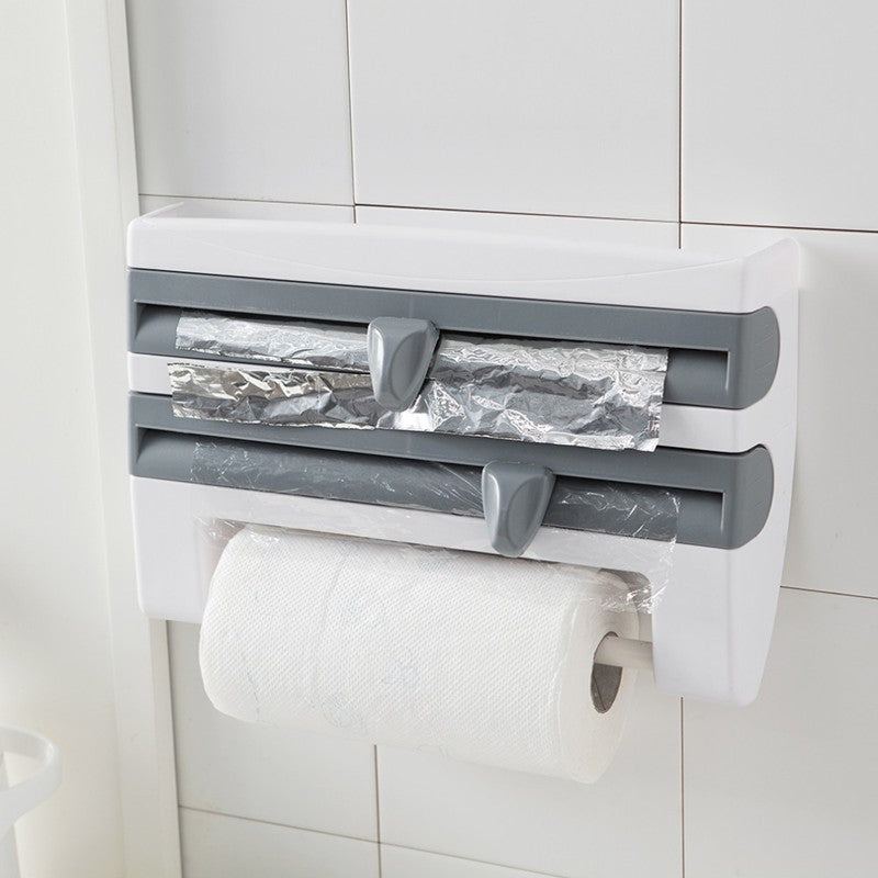 4-In-1 Kitchen Roll Holder Dispenser Kitchen Foil Film Wrap Tissue Paper 4 IN 1 Kitchen Roll Holder Dispenser - NOMAN STORE LLC