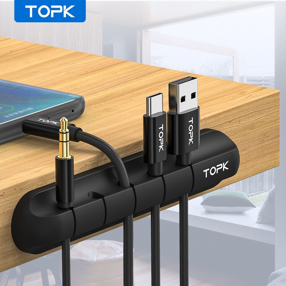 Silicone USB Cable Winder Desktop Cable Organizer Management Multipurpose Clips Cables Protector For Wired Headphones - NOMAN STORE LLC