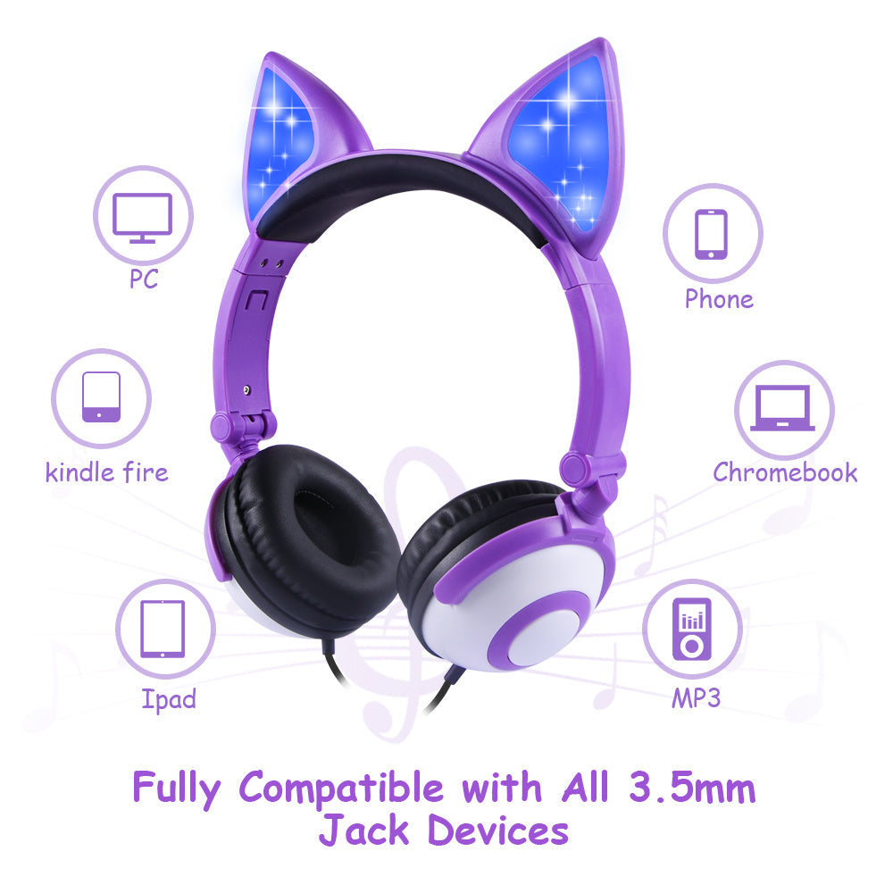 LED flashing cat ear headphones - NOMAN STORE LLC