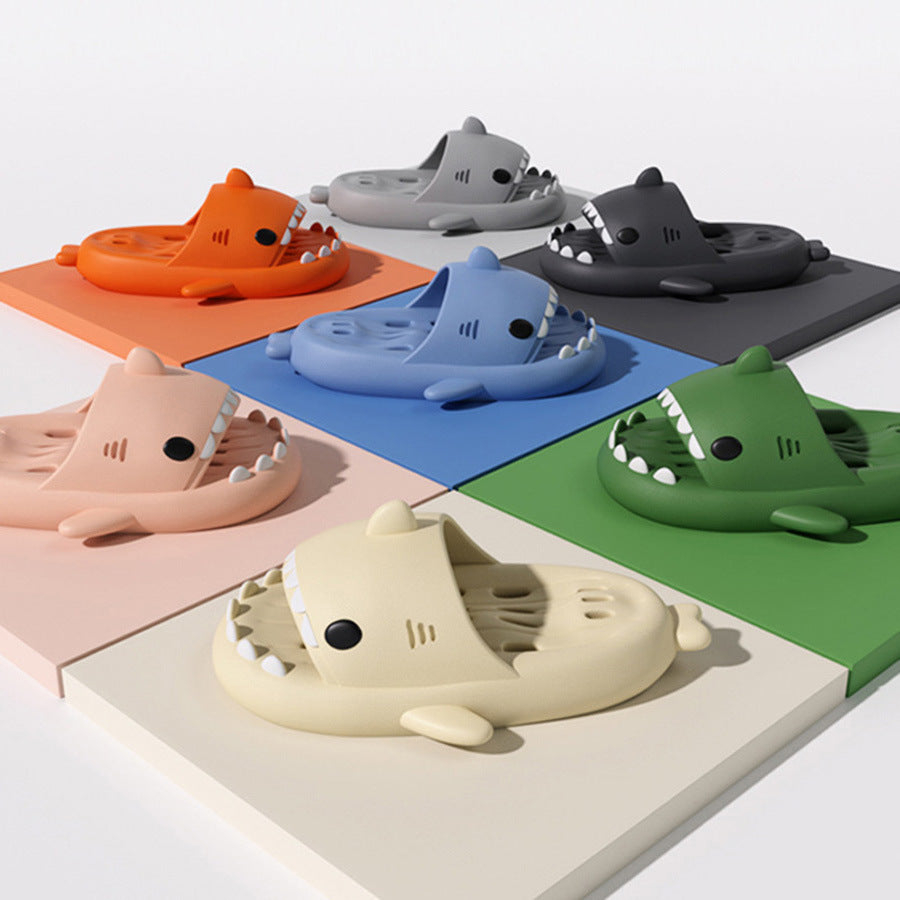 Shark Slippers With Drain Holes Shower Shoes For Women Quick Drying Eva Pool Shark Slides Beach Sandals With Drain Holes - NOMAN STORE LLC