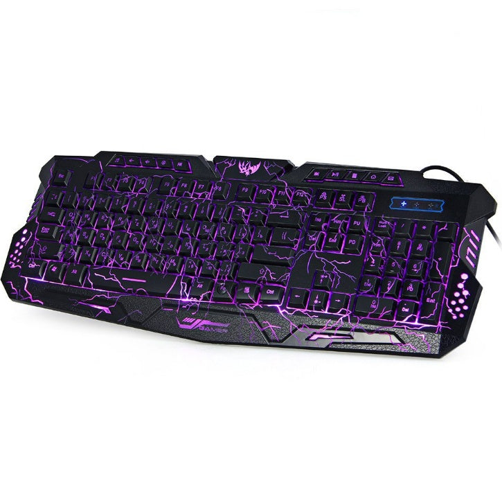 J10 tricolor backlight wired gaming keyboard set colorful luminous gaming mouse keyboard Russian keyboard - NOMAN STORE LLC