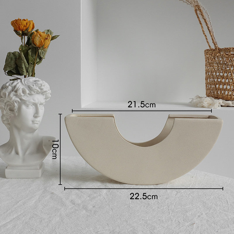 Simplicity Ceramic Vase Dry Flower Arrangement Home Decoration Ornament Living Room Display Art Vases - NOMAN STORE LLC