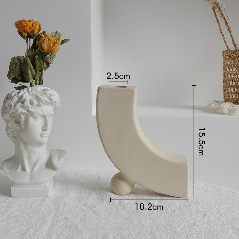Simplicity Ceramic Vase Dry Flower Arrangement Home Decoration Ornament Living Room Display Art Vases - NOMAN STORE LLC