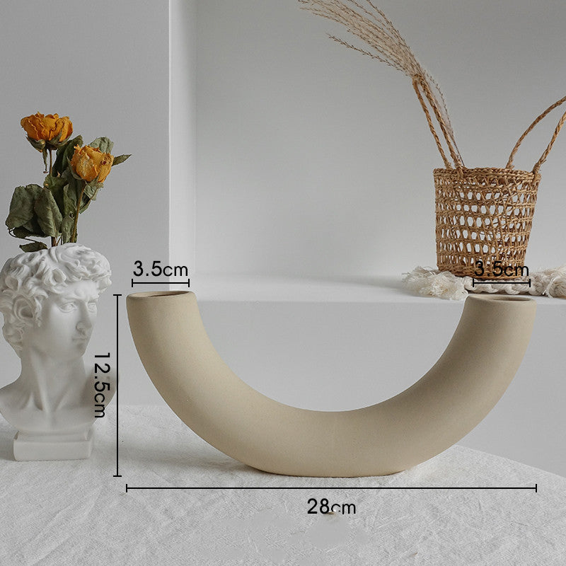 Simplicity Ceramic Vase Dry Flower Arrangement Home Decoration Ornament Living Room Display Art Vases - NOMAN STORE LLC