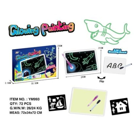 Educational Toy Drawing Pad 3D Magic 8 Light Effects Puzzle Board Sketchpad - NOMAN STORE LLC