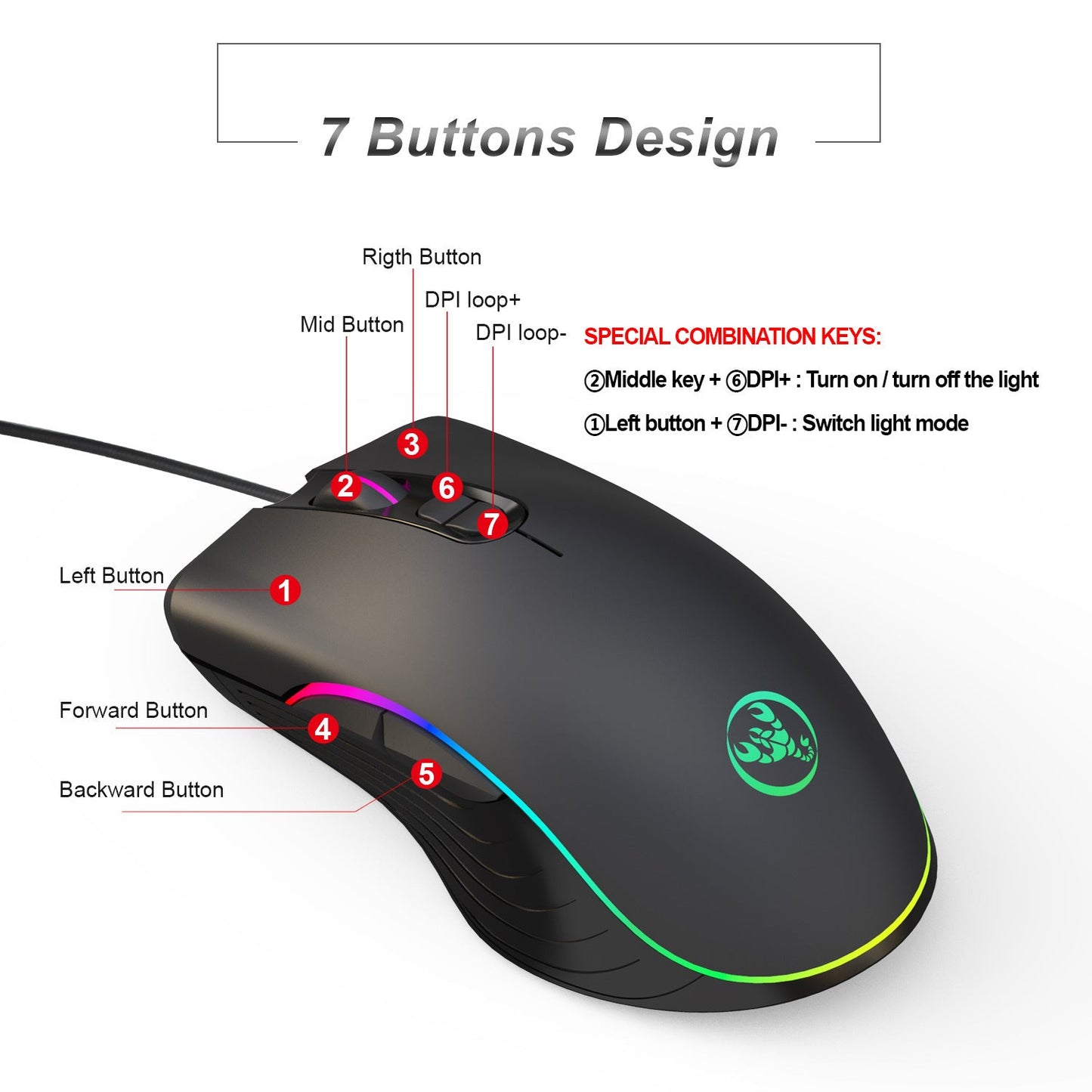 Glowing Gaming Mouse Gaming Wired Mouse - NOMAN STORE LLC