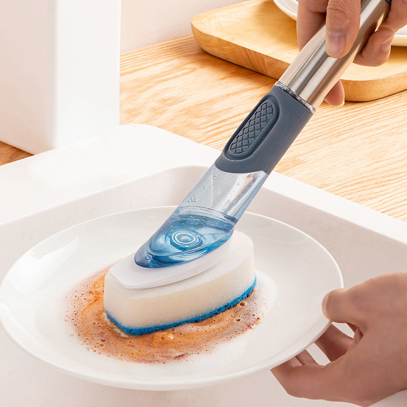 New Multifunctional Dish Brush Household Kitchen Oily Sponge Long Handle Cleaning Brush - NOMAN STORE LLC