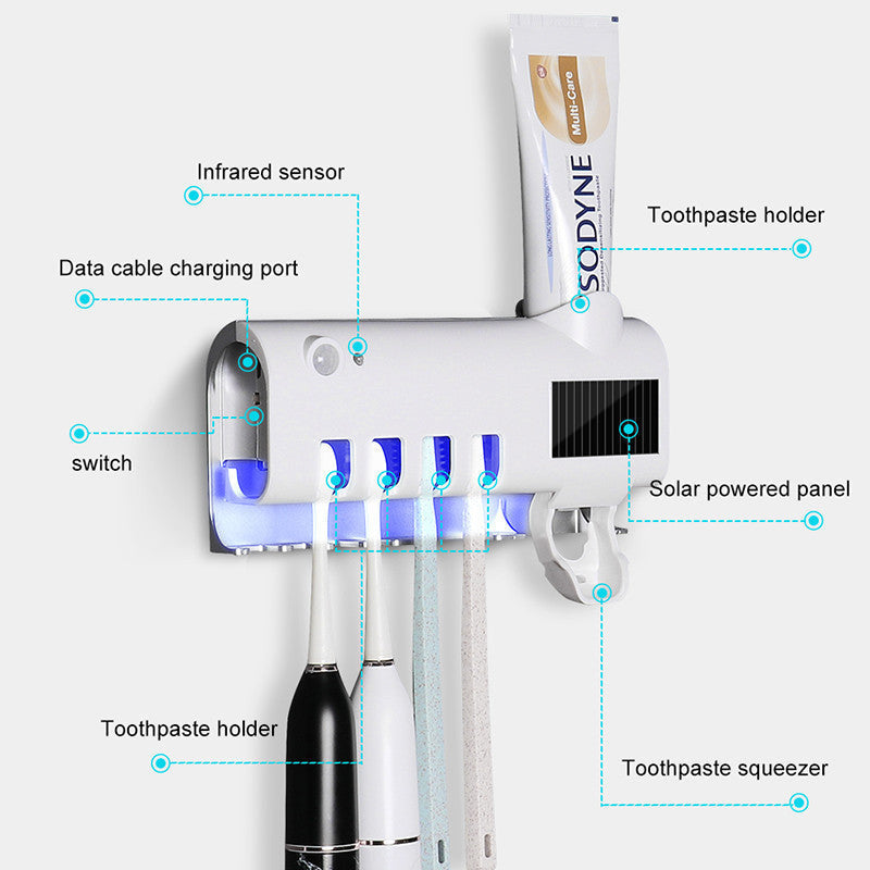 Intelligent UV Toothbrush Sterilizer Automatic Toothpaste Squeezer Toothbrush Toothpaste Rack - NOMAN STORE LLC