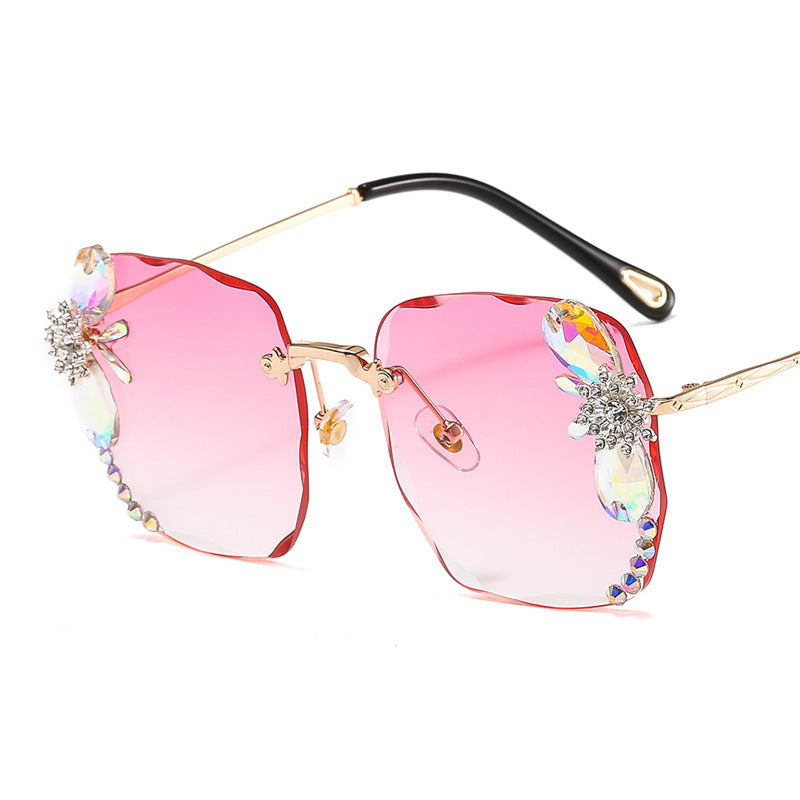 Frameless Trendy Rhinestone Sunglasses, Gradient Luxury Sunglasses Women - NOMAN STORE LLC