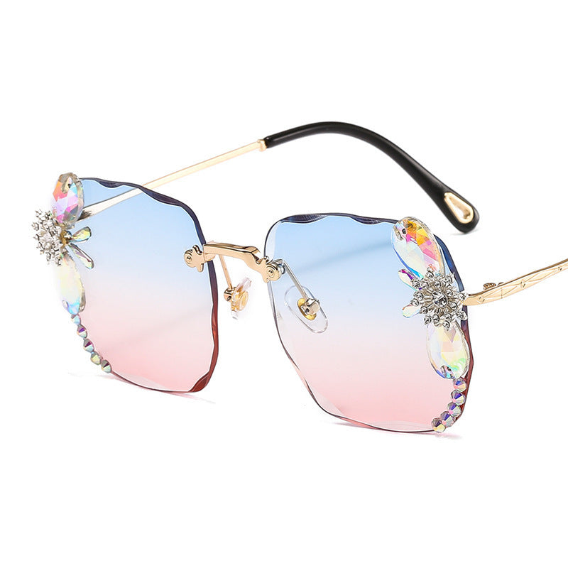 Frameless Trendy Rhinestone Sunglasses, Gradient Luxury Sunglasses Women - NOMAN STORE LLC