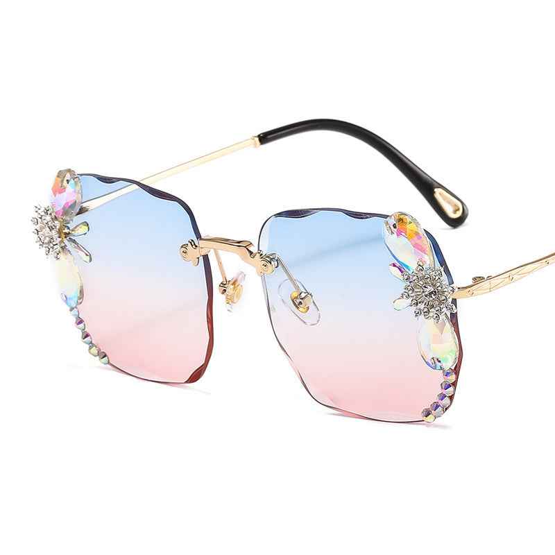 Frameless Trendy Rhinestone Sunglasses, Gradient Luxury Sunglasses Women - NOMAN STORE LLC