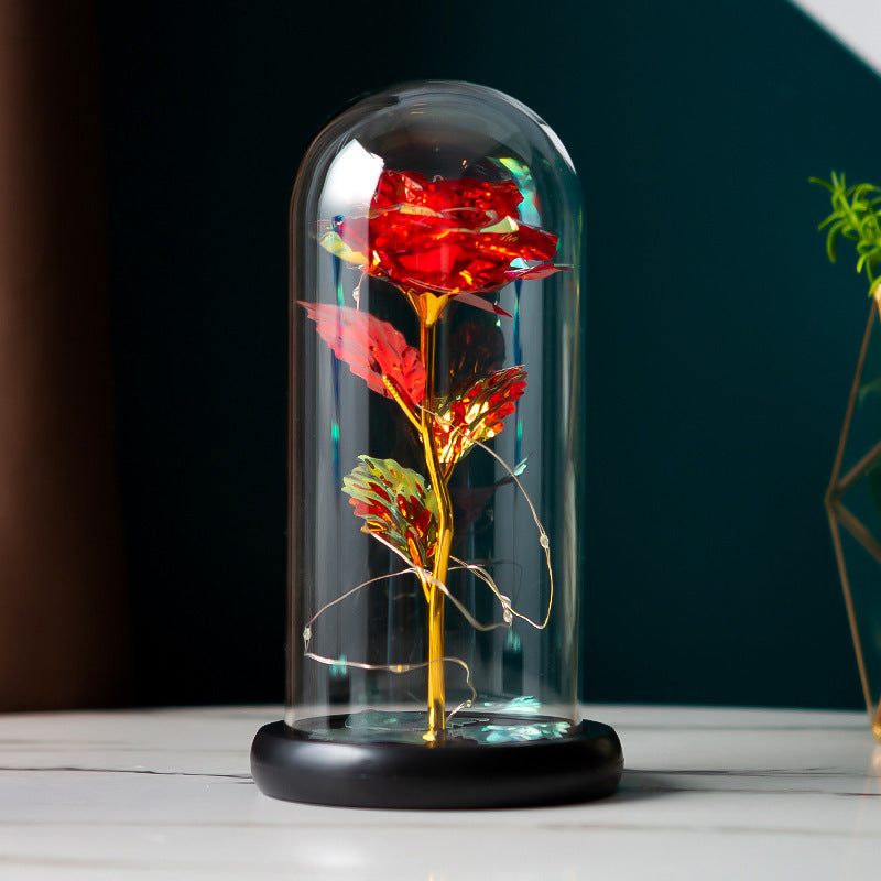 Preserved Flower Glass Cover Gold Foil Rose Flower Mothers Day Valentines Day Birthday Gift Gift Decoration Cross-Border Amazon - NOMAN STORE LLC