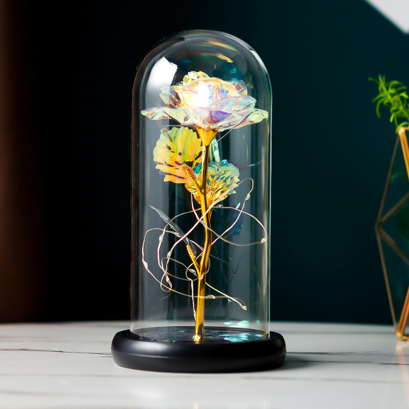 Preserved Flower Glass Cover Gold Foil Rose Flower Mothers Day Valentines Day Birthday Gift Gift Decoration Cross-Border Amazon - NOMAN STORE LLC