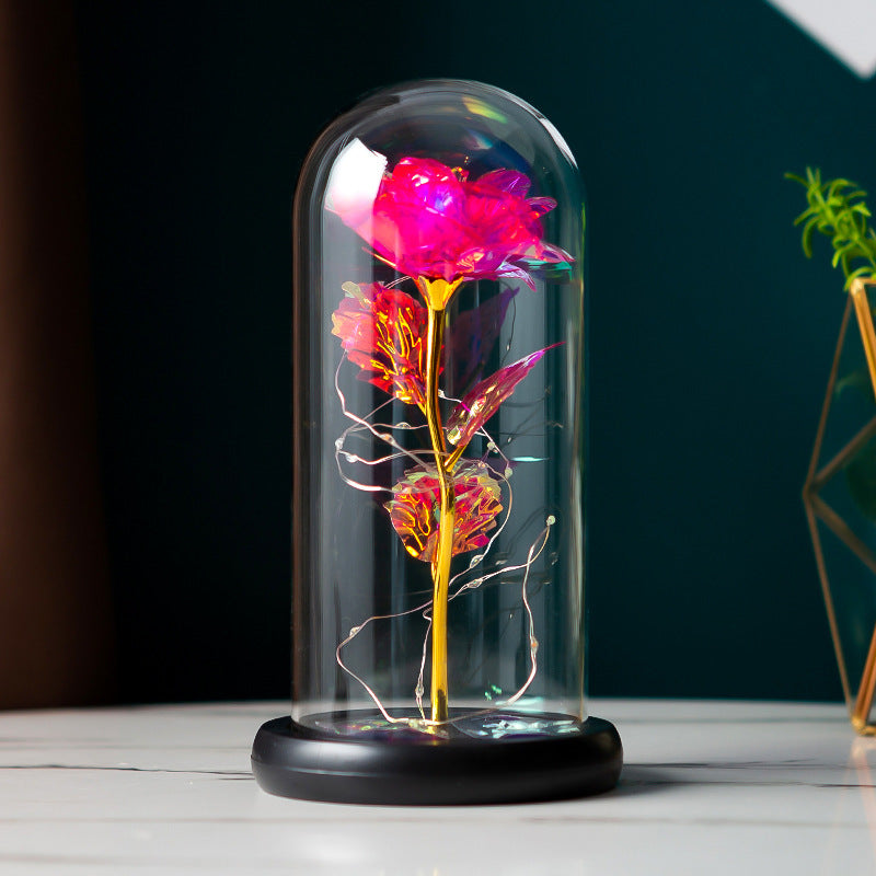 Preserved Flower Glass Cover Gold Foil Rose Flower Mothers Day Valentines Day Birthday Gift Gift Decoration Cross-Border Amazon - NOMAN STORE LLC