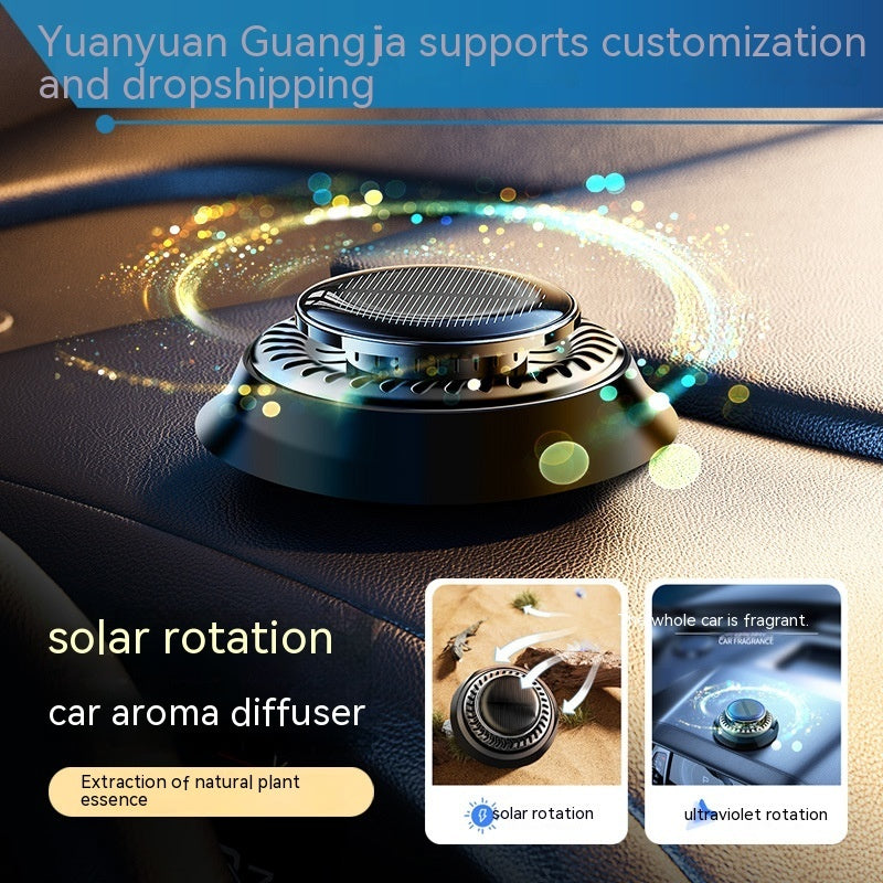 Portable Kinetic Car Air Freshener Solar Powered Double Ring Rotating Air Cleaner Perfume Fragrance Diffuser - NOMAN STORE LLC
