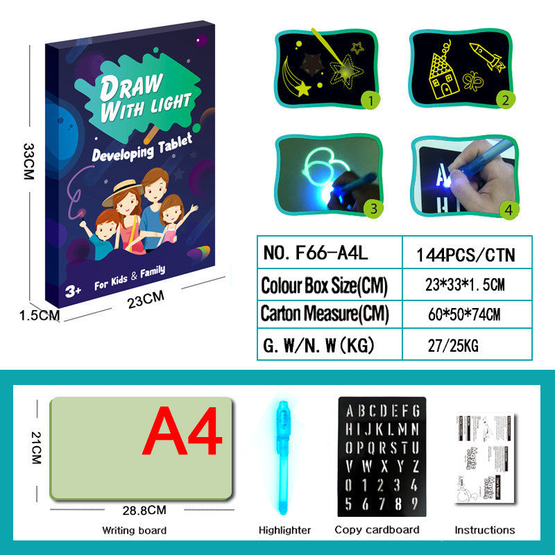 Educational Toy Drawing Pad 3D Magic 8 Light Effects Puzzle Board Sketchpad - NOMAN STORE LLC