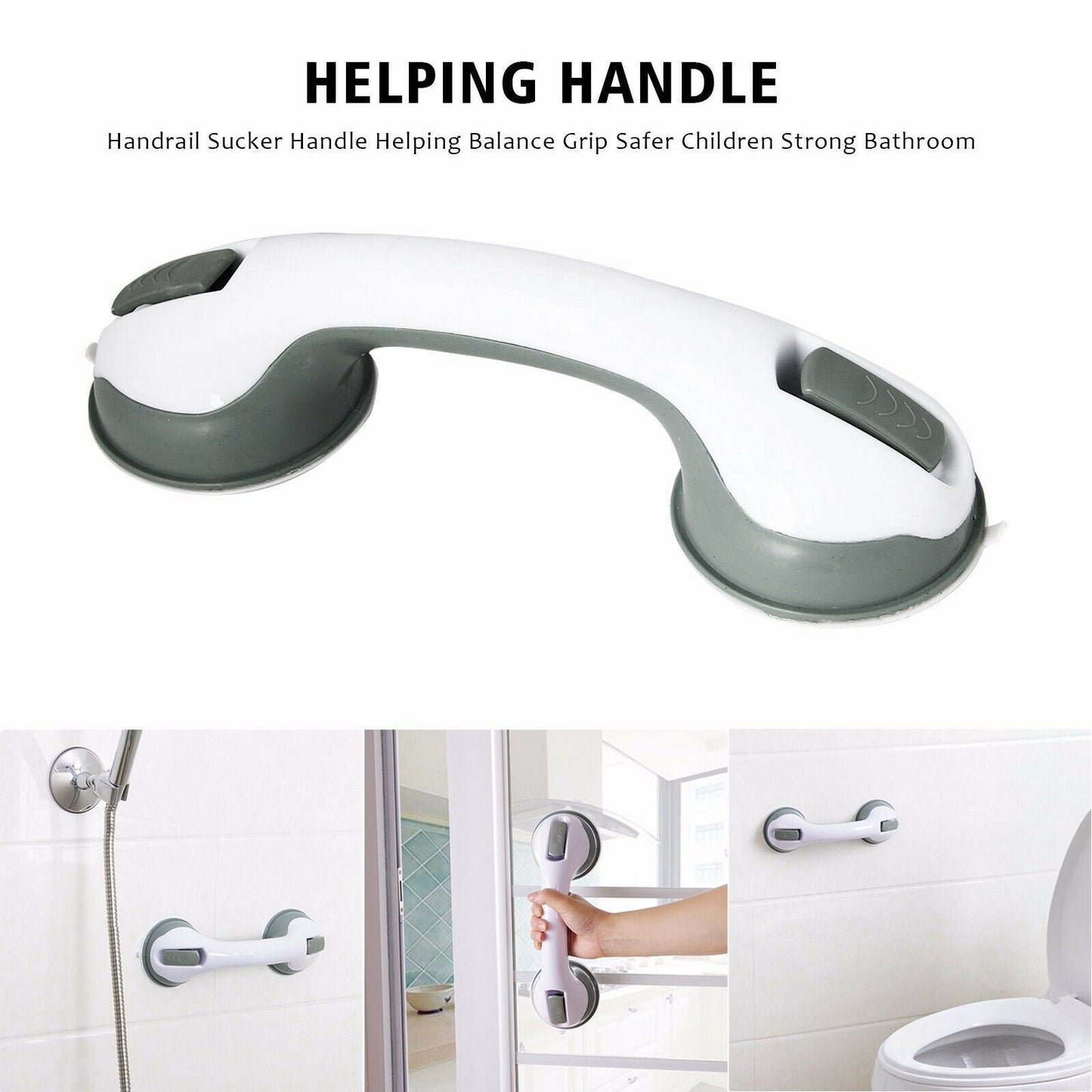Power Shower Grip Handle Bathroom Suction Grab Bar Safety Rail Tub Bath Vacuum - NOMAN STORE LLC