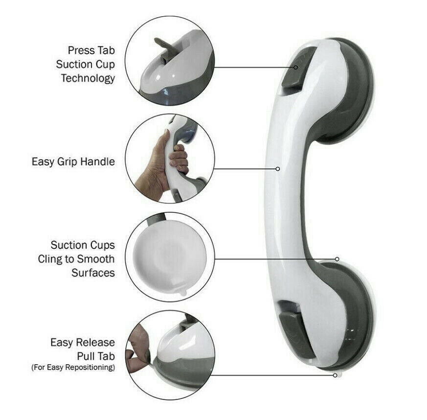 Power Shower Grip Handle Bathroom Suction Grab Bar Safety Rail Tub Bath Vacuum - NOMAN STORE LLC