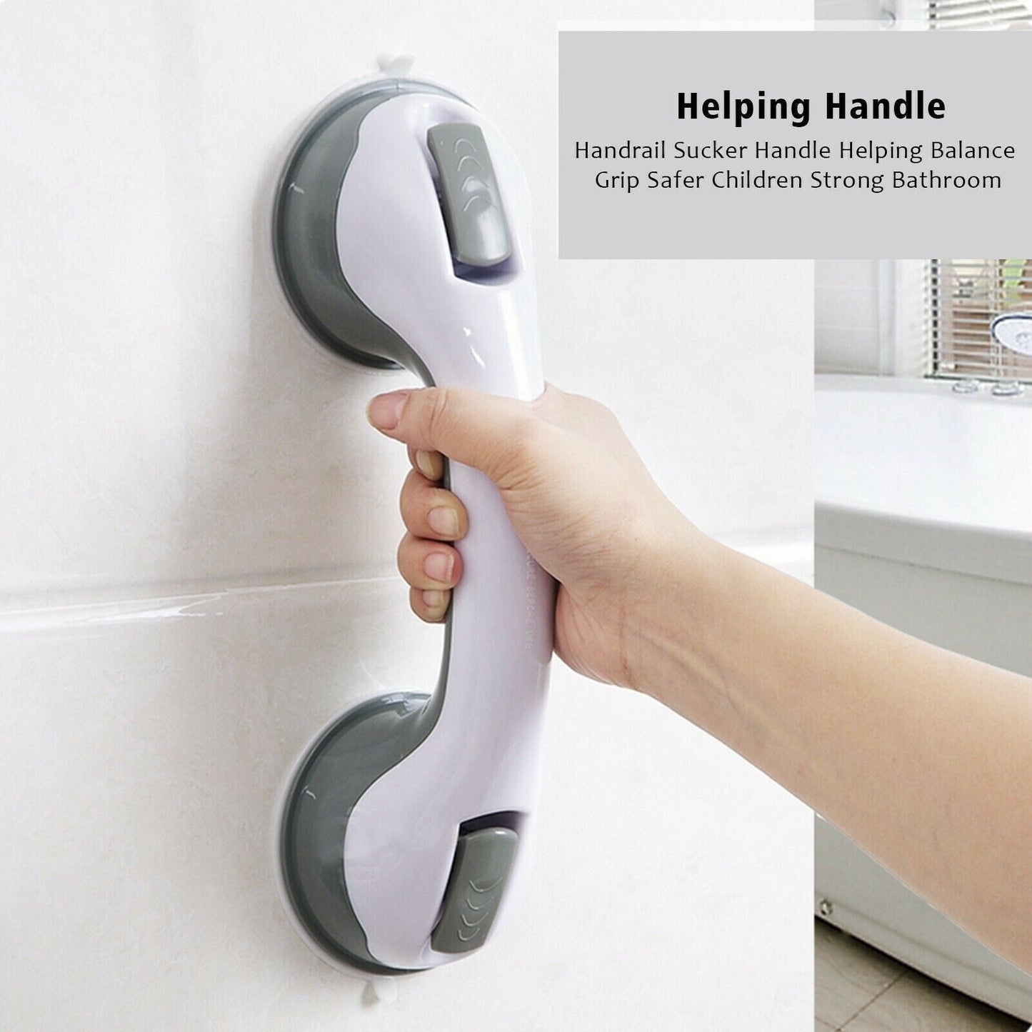 Power Shower Grip Handle Bathroom Suction Grab Bar Safety Rail Tub Bath Vacuum - NOMAN STORE LLC