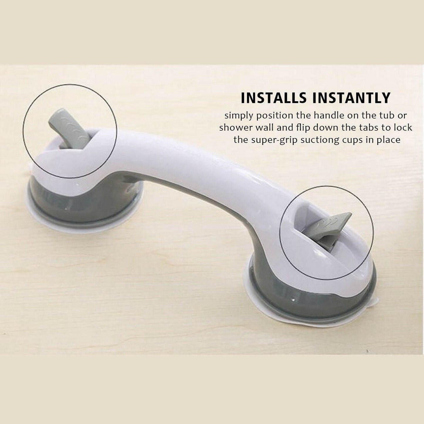 Power Shower Grip Handle Bathroom Suction Grab Bar Safety Rail Tub Bath Vacuum - NOMAN STORE LLC