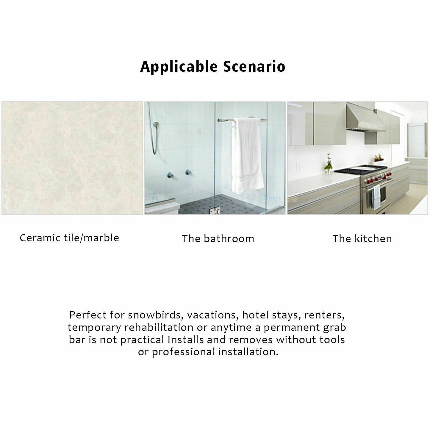 Power Shower Grip Handle Bathroom Suction Grab Bar Safety Rail Tub Bath Vacuum - NOMAN STORE LLC