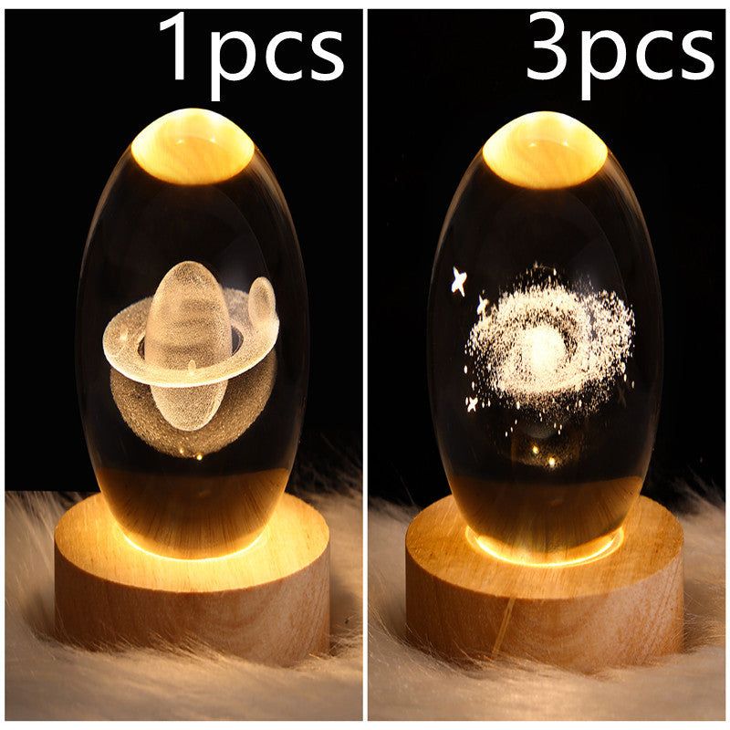 LED Night Light Galaxy Crystal Ball Table Lamp 3D Planet Moon Lamp Bedroom Home Decor For Kids Party Children Birthday Gifts - NOMAN STORE LLC