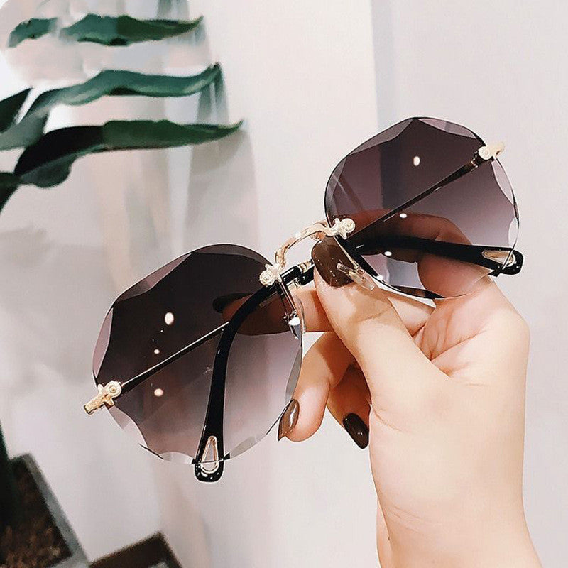 Polygonal Sunglasses Women Rimless Trimmed Sunglasses - NOMAN STORE LLC