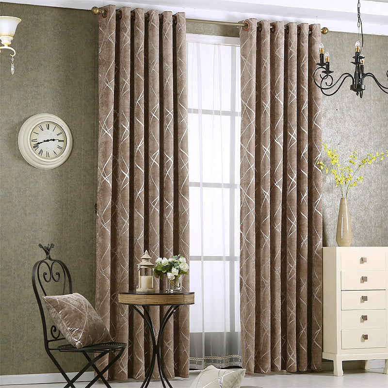 Solid Color Simple Modern Light Luxury Living Room Chenille Blackout Curtains - NOMAN STORE LLC