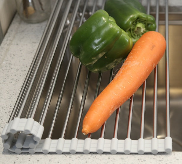 Folding Kitchen Drain Sink Rack Stainless Steel - NOMAN STORE LLC