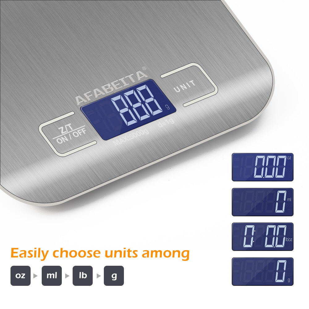 Digital Kitchen Food Scale – 5KG/11lb Stainless Steel Electronic Weighing Machine with LCD Display - NOMAN STORE LLC